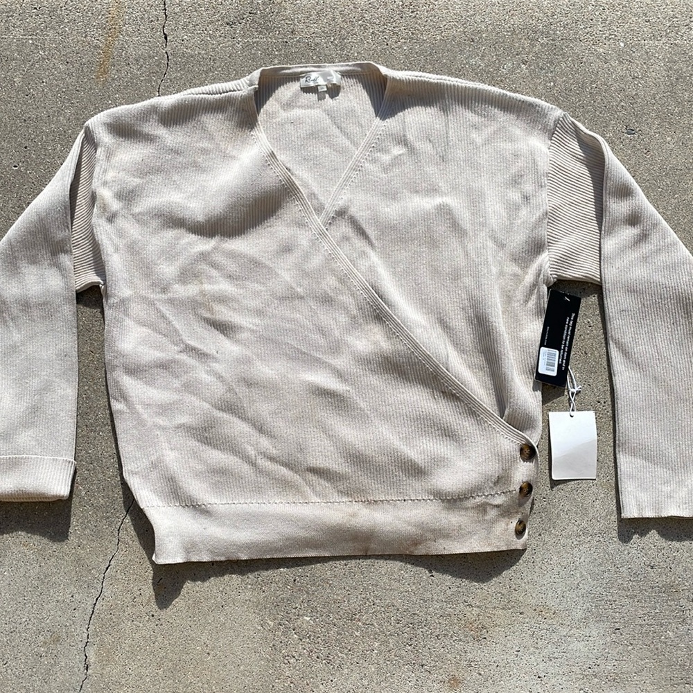 RIELLE Women's Josie Sweater Size 1XL In Oatmeal